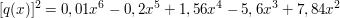 $ [\\q(x)]^{2}=0,01x^{6}-0,2x^{5}+1,56x^{4}-5,6x^{3}+7,84x^{2} $